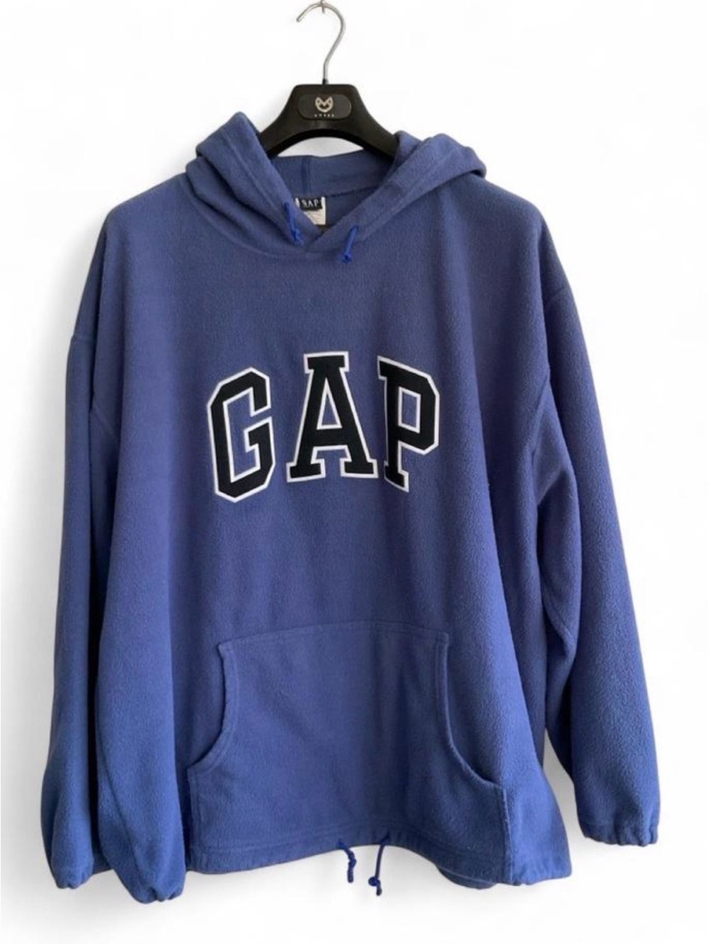 GAP Vintage 90s Fleece Arch Logo Oversized Hoodie Blue MADE IN USA Size XXL